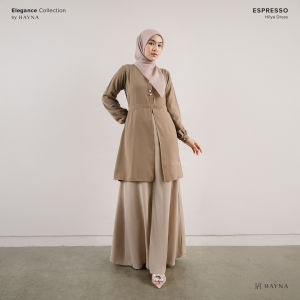 HAYNA Hilya Dress (Espresso) - Dress Kondangan Busui Friendly Gamis Wanita Muslim