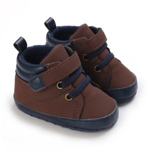 Newborn Baby Boy Shoes Soft Sole Crib Shoes Warm Boots Anti-slip Sneaker Solid PU First Walkers for 1 Year Old 0-18 Months