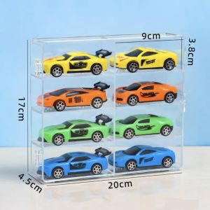 NOONOR 1/4pcs 8 Grid Car Display Box Stackable Dustproof Acrylic Cabinet Rack  Model Car Display Transparent Car Storage Box Kids