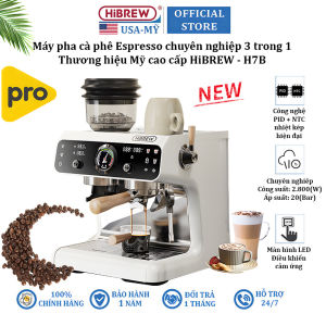 Máy pha cà phê Espresso chuyên nghiệp 3 trong 1 thương hiệu Mỹ HiBREW H7B - Áp suất 20bar - Công suất 2800W - Hàng Nhập Khẩu (BH 1 NĂM)