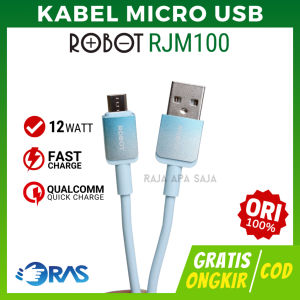 Kabel Data Charger Micro USB 2.4A 12W Fast Charging HP Tab Android Robot RJM100