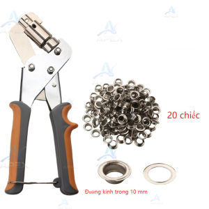Bộ Kìm Bấm Khoen 10mm Dùng Bạt Quảng Cáo Túi Giấy Kèm 20 Chiếc Khoen Ô Rê Mắt Cáo