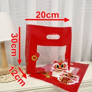 Lion Dance Chinese New Year CNY Design Goodies BagGift Bag Shopping Bakery Plastic Bag Cookies Plastic Bag Door Gift Plastic Bag 新年礼物袋礼品袋