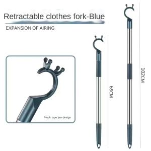 Retractable Clothes Fork Stainless Steel Hanging Clothing Rod Clothes Fork Clothes Pole Hanger Aluminum Alloy