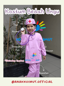 Baju Dokter Bedah Ungu Muda Anak - Baju Dokter Bedah Lengan Panjang Warna Ungu Anak