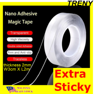 TRENY 🔥LOCAL SELLER🔥 Super Strong Double Sided Nano Tape Traceless Washable Reusable Double Side Adhesive Tape For Wall Car Pita Pelekat Dua Sisi Muka Gam Kereta Dinding Lantai Cermin Tahan Lasak Power Dinding Paling Kuat Nano Tape Heavy Duty 双面胶带 双面胶片