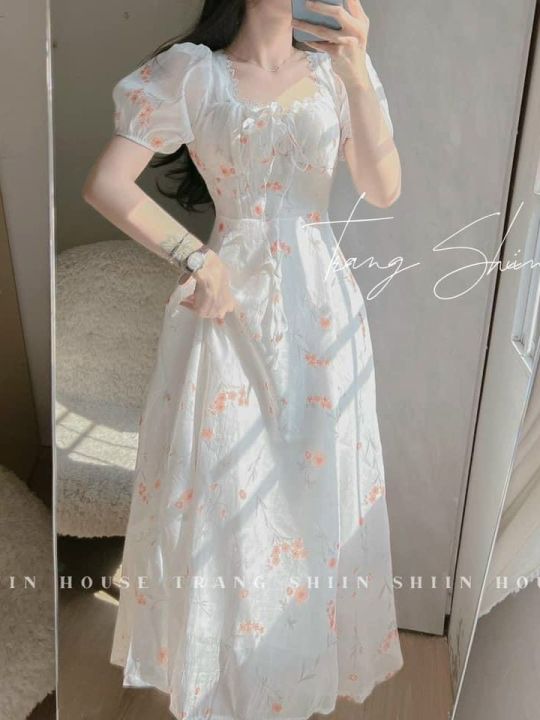 Váy suông dài đầm babydoll hoa nhí vintage oversize nữ tính mùa hè Sollle  VBD006 - Đầm, váy nữ | ThờiTrangNữ.vn