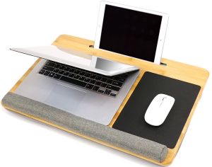 HOME OFFICE LAP DESK WITH CUSHION PORTABLE LAPTOP DESK TRAY FITS UP TO 17 INCH LAPTOPS BUILT-IN MOUSE PAD AND WRIST REST FOR MACBOOK AND NOTEBOOK LAPTOP PAD WITH SLOTS FOR PHONE AND TABLET - Lazada