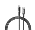 VENTION สายชาร์จ 2M COTTON BRAIDED USB 2.0 C MALE TO C MALE 5A CABLE WITH LED DISPLAY 2M BLACK ZINC ALLOY TYPE : TAYBH. 
