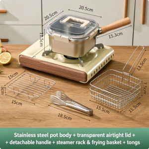 [SG Stock]Stainless Steel Multi-Function Deep Fryer Pot 2500ML with Steamer Basket for Kitchen