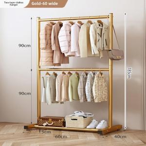 BALIKRUMAH Double Layer Steel Clothes Hanging Rack Coat Rack 60-150x185cm (Black/White/Gold) Rak Pakaian Gantung Baju 挂晾衣架