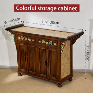 วินเทจสี่ประตูศาลพระภูมิโต๊ะธูปบูชาเทพเจ้าแห่งความมั่งคั่งโต๊ะบูชาเฟอร์นิเจอร์ไทยห้องนอนไม้เนื้อแข็งไม้ไผ่สานห้องโถงตกแต่งตู้เก็บของ