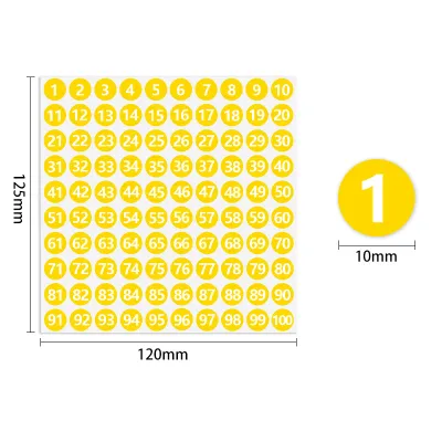 1cm 1-100 Small Size Number Flow Sticker Stick Label Consecutive Nombor Numbering PVC Stickers Marking Code Tags1 Sheet