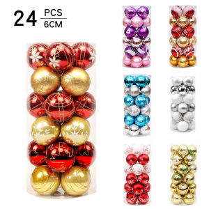 Christmas decorations 6cm24pcsPVC barrel painted Christmas ball set Christmas tree pendant