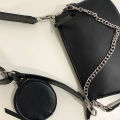 IELGY Chain Black Women's bag One shoulder Broadband All-match Retro Zipper Crossbody. 