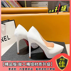 [Free Shipping] 12Cm Waterproof Platform High Heels Stiletto Heels Thick-Soled Flats Available In Black And Nude Size 33 Designed To Make Petite Women Look Taller