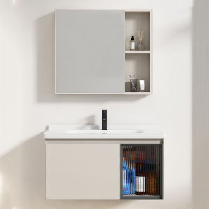 Local ship cream Bathroom cabinet with mirror vanity cabinet bathroom Cabinet Set bathroom sink with cabinet