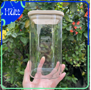 Hũ Thủy Tinh Vuông Trong Suốt Có Nắp Đựng Ngũ Cốc Hạt Khô Gia Vị 1400ML (DMFG-1400C)