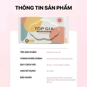 Thùng 10 gói khăn ướt Topgia không cồn không parabens cao cấp dành cho mẹ và bé