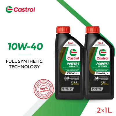 [TWIN PACK] Castrol POWER1 ULTIMATE 4T 10W-40 (1L) Motorcycle Full Synthetic API SP JASO MA2