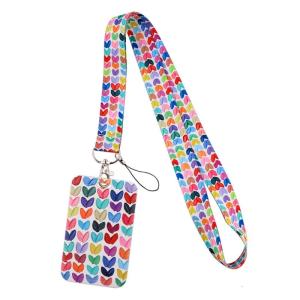 Heart Print Phone Lanyard With ABS Case Water Resistant Clear Holder For Bus Keychain Work Holder