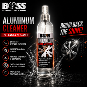 AUTHENTIC NEW BOSS ALUMINUM CLEANER & RESTORER (250ML) | Fast-Acting Formula to Clean Restore & Shine Aluminum Rims | Safe for Polish Painted and Coated Aluminum Surfaces | Dissolve Brake Rust Grease & Road Grime | High-Performance Metal Wash Spray