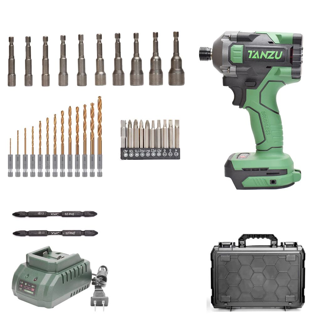 TANZU รุ่น TZ-S-600 แรงบิด 600 N.m ไขควงกระแทกไร้สาย มอเตอร์ไร้แปรงถ่าน ไขควงไร้สาย สว่านไร้สาย 21V พร้อมชุดเครื่องมือ