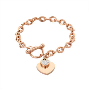 Gelang Titanium Hati Rantai Cantik Diamonde Gelang Rantai Hati Titanium Anti Karat Fashion