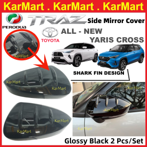 Perodua TRAZ Toyota Yaris Cross Car Side Mirror Cover Glossy Black Carbon Fiber 2 Pcs/Set Deco Exterior Car Accessories Protector Garnish Sporty