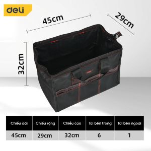 Túi Đựng Đồ Nghề Nhiều Ngăn DELI Đế Tay Nhựa Dụng Cụ Sửa Chữa - Có Quai Đeo Vải Dày Chống Nước