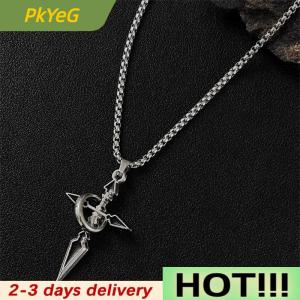 PkYeG Vintage Cross Pendant Necklace For Mens Versatile Chain Trendy Sweat Shirt Hanging Punk Chain Jewelry Gift