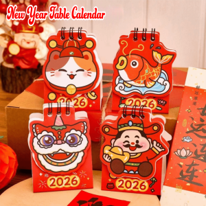 RISEDOT Red Desk Calendar To Do List Cartoon Mini Calendar Creative Schedule Planner Desktop Decorations