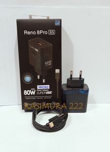 Charger OPP Reno 8Pro 80W  Full Black Super Vooc Power Adapter Support Fast Charging