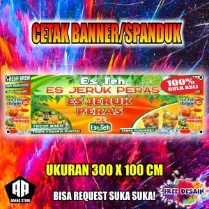 Cetak Banner Cetak Spanduk ES TEH & ES JERUK PERAS Ukuran 300X100 CM BISA REQUEST