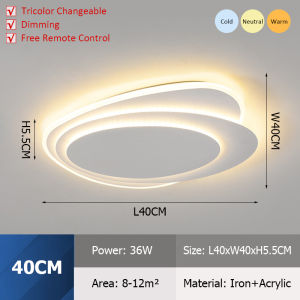 90CM Modern Design Ceiling Lamp Round Bedroom Lamp Simple Art Hall Ceiling Lamp Modern Simple Design Smart Ceiling Lamp