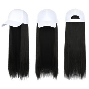 50cm chiều dài thẳng bóng chày tóc giả bóng chày mũ tóc giả bóng chày thời trang mũ tóc giả một mảnh mũ giả sợi tổng hợp chịu nhiệt dễ dàng mặc Không dễ rơi ra thoáng khí Tự nhiên vô hình đẹp