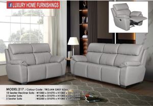 Munich 217 COMFY BIG SIZE  GENUINE THICK COW LEATHER H/L HIGH BACK TRENDY  SOFA  Available With / Without RECLINER!!  PREMIUM QUALITY MATERIAL TRENDY MASTER PIECE DESIGN FINEST WORKMANSHIP !!