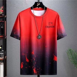 M-5XL Summer Gradient Round Neck Short Sleeve T-shirt for Mens Leisure