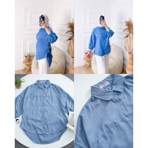 QR - RFS OOTD KEMEJA WANITA LENGAN 3/4 POLOS / NARMI SHIRT KEMEJA ATASAN WANITA / PAKAIAN WANITA KEKINIAN / KEM 3/4 / HEM POLOS