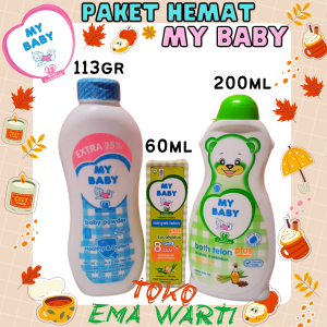 minyak telon my baby 150ml+bedak bayi 113gr+my baby bath telon plus 200ml | perawatan kulit bayi