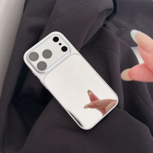 Make Up Mirror Shockproof Phone Case For iPhone 17 Air 16 15 14 13 Pro Max INS Electroplated Edge Protection Hard Bumper Cover