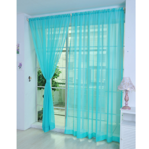 Multi-color Voile Curtain Transparent Tulle Living Room Bedroom Blackout Curtain 2*1m Solid Color Door Curtain Washable Home Decoration