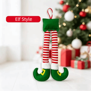 OUREAL Mềm mại Đồ trang trí treo hình chân yêu tinh Giáng sinh Vải Đa năng Đồ trang trí chân ông già Noel Trang trí bệ lò sưởi Quà Giáng Sinh