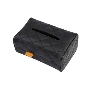Car Tissue Holder Tissue Box PU Leather Napkin Paper Container with Elastic Adjustment Strap Waterproof Design for Car Back Seat Sun Visor Hanging Storage