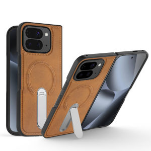 Leather Case for Pixel 10 Pro Fold 9Pro Fold Heavy Duty Shockproof PU Phone Case with Magnetic Bracket for Pixel 10 Pro Fold JD Black-152c4c8b