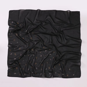 Jifang ผ้าพันคอสี่เหลี่ยมจัตุรัสชีฟองลายเสือดาวปั๊มลายเสือดาว90X90ซม. ผ้าพัชมีนามุสลิม WC97ฮิญาบ