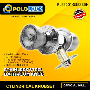 Pololock Cylindrical Knobset Stainless Steel Tulip Style Doorknob for Bathroom Exterior Doors PL88001-588SSBK
