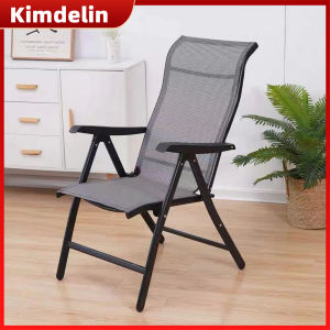 Outdoor Folding Patio Chair Heavy Duty High Back 5 Position Adjustable Office Lazy Recliner Weatherproof Mesh Lounge Chair for Balcony Garden Pool [KIMDELIN]