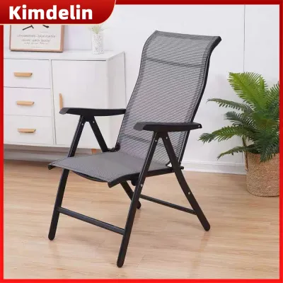KIMDELIN High-Back 5-Position Adjustable and Foldable Outdoor Garden Patio & Camping Chair with Side Arms