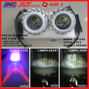 Lampu Depan LED Projie Jauh Dekat 3.5 Inci Sharinggan Rainbow Hi Low AE DE Merah